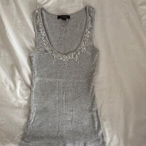 Express gray Embellished Tank Top